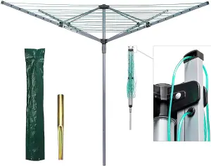 Heavy Duty 4 Arm Outdoor Rotary Clothes Airer - 60M