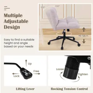 Costway Modern Rolling Office Chair Upholstered Criss Cross Chair Vanity Chair