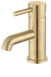 Aquarius Zanelli Mono Basin Tap Brushed Brass inc Waste AQ3084