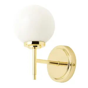 Litecraft Preston Brass Bathroom Globe Wall Light