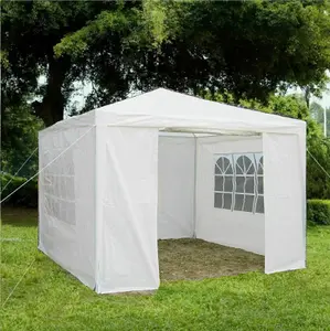 Gr8 Garden White Gazebo Marquee Awning Beach Party Camping Tent Canopy 3 x 3m