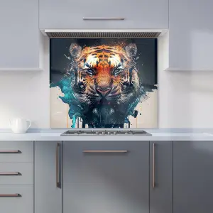 Tiger Face Splashart Premium Glass Kitchen Splashback W900mm x H650mm