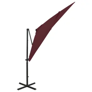 Berkfield Cantilever Umbrella with Pole and LED Lights Bordeaux Red 250 cm