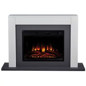 Suncrest Marlow Grey MDF & stainless steel Freestanding Electric fire suite