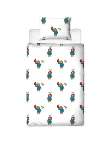 Paddington Bear Friends Single Duvet Cover and Pillowcase Set Cute Printed Bear Figures Reversible Design