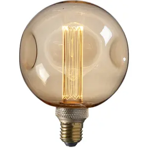 Amber Tinted Dimple Glass E27 LED Lamp - 2.5W Light Bulb 120 Lumens - Warm White