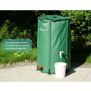 Collapsible 250L PVC Garden Water Butt Portable Tank with Zipped Lid Drain Tap