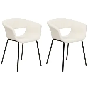 Set of 2 Dining Chairs ELMA Boucle Off-White