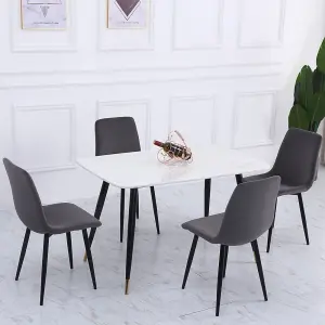 4Pcs Velvet Accent Chair Dining Chair with Metal Legs Dark Grey