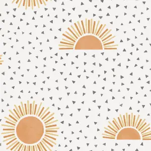 Holden Décor White & Orange Sunbeam Children's Smooth Wallpaper