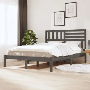 Berkfield Bed Frame Grey Solid Wood Pine 120x200 cm