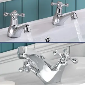 Nes Home Trafford Victorian Basin Taps & Basin Mono Mixer Tap Chrome