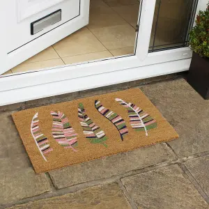 Eco-Friendly Latex Backed Coir Door Mat, Feathers