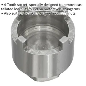 30mm Motorcycle Swingarm Locknut Socket - 4 Pin 1/2" Drive Tool for Mechanics