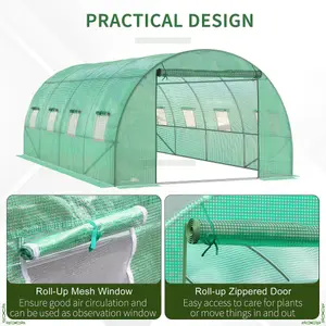 Outsunny 6 x 3M Polytunnel Walk-in Garden Greenhouse with Zip Door and Windows