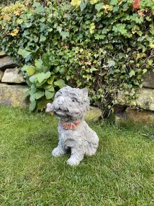 Small Westie Terrier chewing bone Stone Ornament