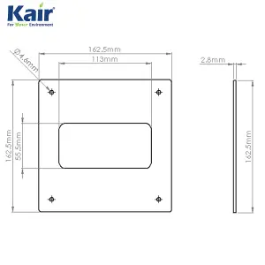 Kair Wall Plate 110mm x 54mm for Rectangular Ducting