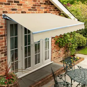 Primrose Awnings 2.0m x 1.5m Retractable Manual Standard Ivory Awning Outdoor Patio Canopy