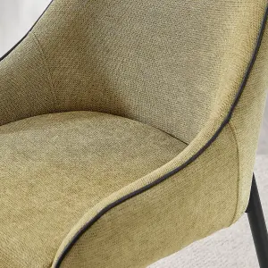 Furniturebox UK Beaumont 2x Sage Green Fabric Black Leg Dining Chair