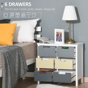 HOMCOM Simple Chest of 6 Drawers Storage Cabinet for Dining & Living Room