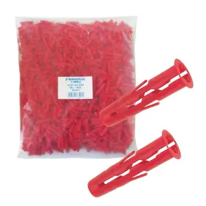 1000 x Genuine Rawl Plugs Universal Uno Red 6 x 28mm Expansion Screw Fixings