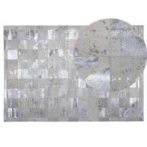 Cowhide Area Rug 140 x 200 cm Beige and Silver YAZIR