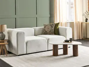 2 Seater Modular Corduroy Sofa White FALSTERBO