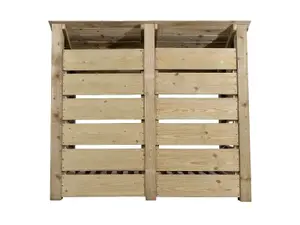 Slatted wooden log store with door W-146cm, H-126cm, D-88cm - natural (light green) finish