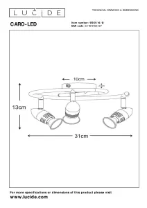 Lucide Caro-Led Modern Ceiling Spotlight 31cm - LED - GU10 - 3x5W 2700K - Satin Chrome