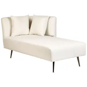 Left Hand Fabric Chaise Lounge White RIOM