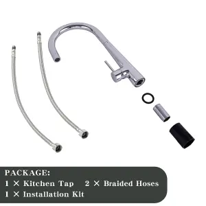 BATHWEST Kitchen Sink Basin Mixer Tap Monobloc Dual Lever Chrome Brass Swivel Spout