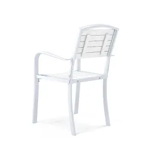 Set of 4 WPC Outdoor Garden Chairs Patio Dining Armchairs White 89 cm