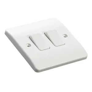 MK 10A 2 way 2 gang Light Switch Gloss White