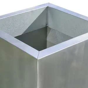 100cm Zinc Silver Tall Square Planter