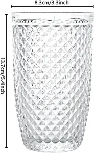 simpa 425ml Quilted Diamond Pattern Drinking Glasses, Set of 6