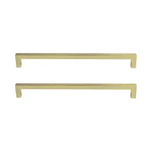 GoodHome Golpar Brass effect Kitchen cabinets D-shaped Pull Handle (L)23.3cm (D)28mm, Pack of 2