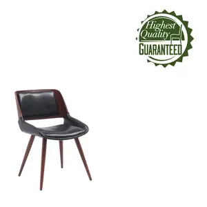 Ayrton Faux Leather Mid-Century Dining Chair Polished Obsidian