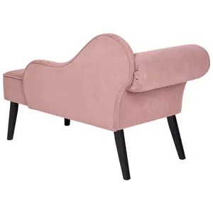 Left Hand Fabric Chaise Lounge Pink BIARRITZ