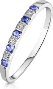 Tanzanite 0.18Ct And Diamond 9K White Gold Ring