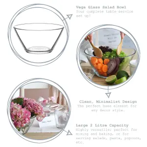 LAV - Vega Glass Serving Bowls - 22.5cm - Pack of 2