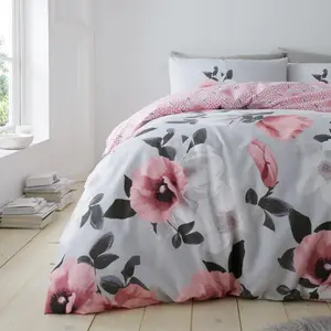 Pitzer Cotton Blend Floral Duvet Cover Set with Pillowcases Kingsize - 2 Standard Pillowcases