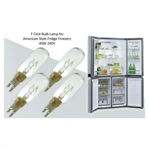 4 x American Style T Click 40W 240V Fridge Freezer Bulb Lamp by Ufixt