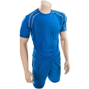 M ADULT Short Sleeve Training Shirt & Short Set - BLUE/WHITE PLAIN Football Kit