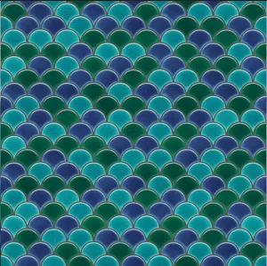 Mosaic sheet in ceramic on net 290mm x 285mm - Blue Wave