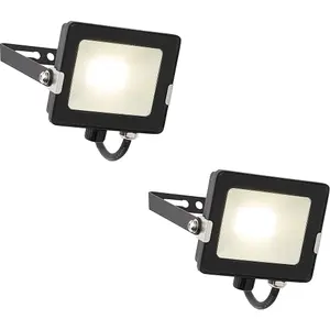 2 PACK Outdoor Waterproof LED Floodlight - 20W Cool White LED - Matt Black