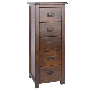 5 Drawer Narrow Chest, rich dark brown lacquer finish, Boston range