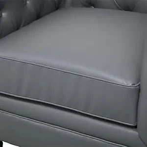 Hertford Chesterfield Faux Leather 1 Seater Sofa In Dark Grey