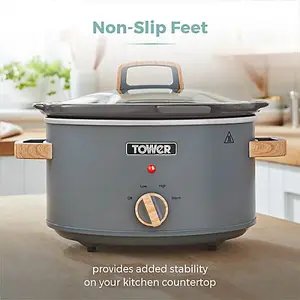 Tower Scandi 3.5 Litre Stainless Steel Slow Cooker Grey