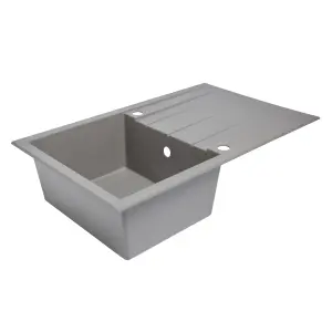 Cooke & Lewis Ising Polished Grey Composite resin 1 Bowl Sink & drainer 500mm x 800mm