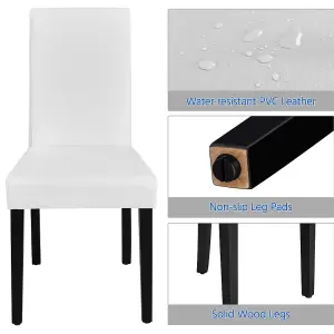 Yaheetech 4PCS White Dining Chair High Back Padded with Rubber Wood Legs